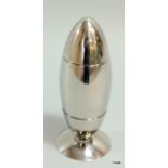 A silver plated novelty cocktail shaker in the form of a missile