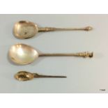 3 ornate spoons to include silver