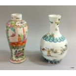 2 Chinese porcelain vases with enamelled decoration (marks to base)