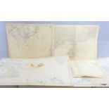 4 x vintage Admiralty maps depicting the safe china sea and approaches