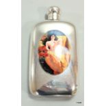 A substantial silver hip flask with pictorial nude image