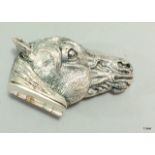 A novelty silver plated horse head vesta case