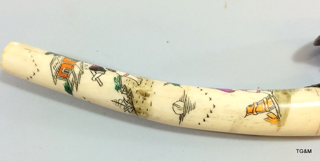 A Chinese decorated bone opium pipe - Image 3 of 6