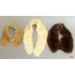 Three fur silk lined collars ( Cooney & 2 Mink)