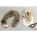 Two rabbit fur silk lined loop through head band/ collars