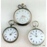 Three Solid Silver Pocket Watches (46, 40 & 38mm Diameter)