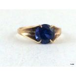 9ct gold ladies blue set ring size L