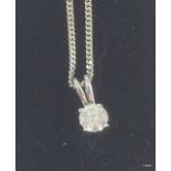 18ct white gold diamond pendant approx 0.25ct 9ct white gold chain