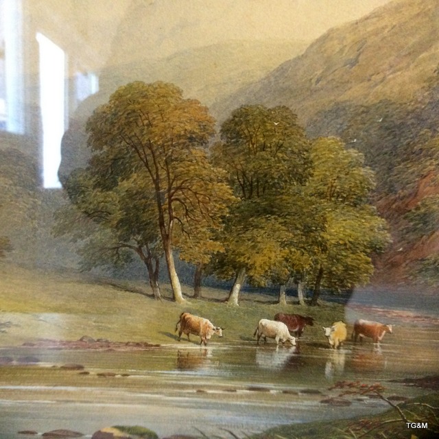 A watercolour of a highland cattle scene signed CJ Buckley 1859 60 x 45 - Image 2 of 4