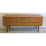 Schriber 6 drawer unit on turned legs 70 x 150 x 45cm