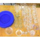 A large miscellaneous collection of glass items to include a lemonade set, brandy glasses and blue