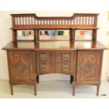 A Maple and Co sideboard with gallery back and mirror lower section with slide out cutlery drawer