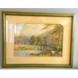 A watercolour of a highland cattle scene signed CJ Buckley 1859 60 x 45