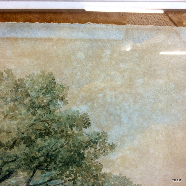 A watercolour depicting country scene showing sheep and trees 65 x 44cm - Image 4 of 5