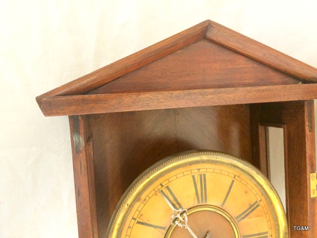 A mahogany pendulum clock with key - Image 5 of 6