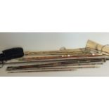 3 x vintage cane fishing rods one has slight damage
