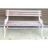Cast iron garden bench with wooden slats