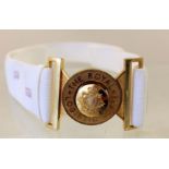 British Army White Ceremonial Belt with RLC Metal Buckle