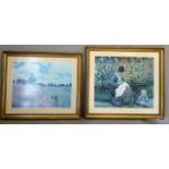 Pair of Monet prints/wall coverings 86 x 75 and 80 x 70cm