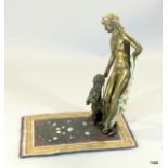 Cold painted Austrian bronze figure of an Art Deco figure and her cougar