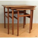 Set of Danish teak nest of tables with maker label 50 x 60 x 40cm