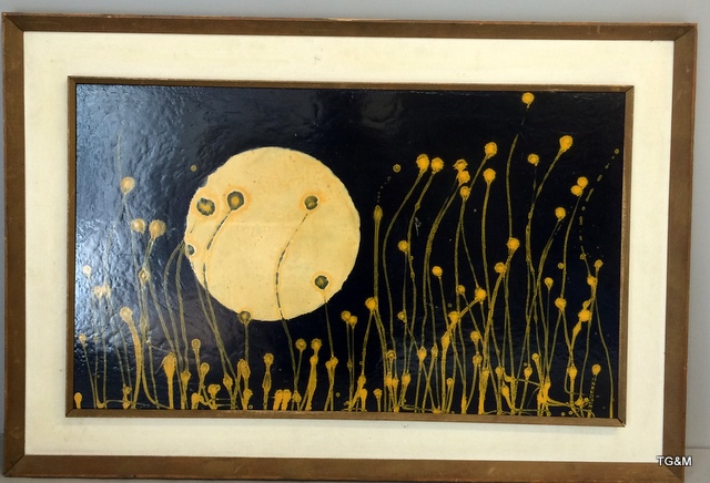 Acrylic on board 'Moon Rising' signed Browley 68 65 x 100