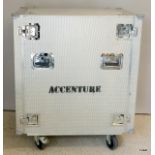 An aluminium travelling flight case. 100 x 85 x 55cm