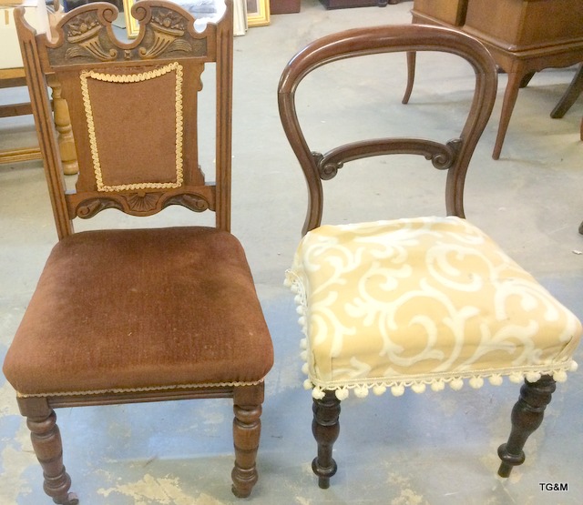 A pair of miscellaneous Edwardian chairs