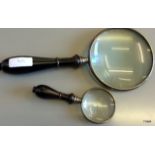 A 2" and 4" plated magnifying glass