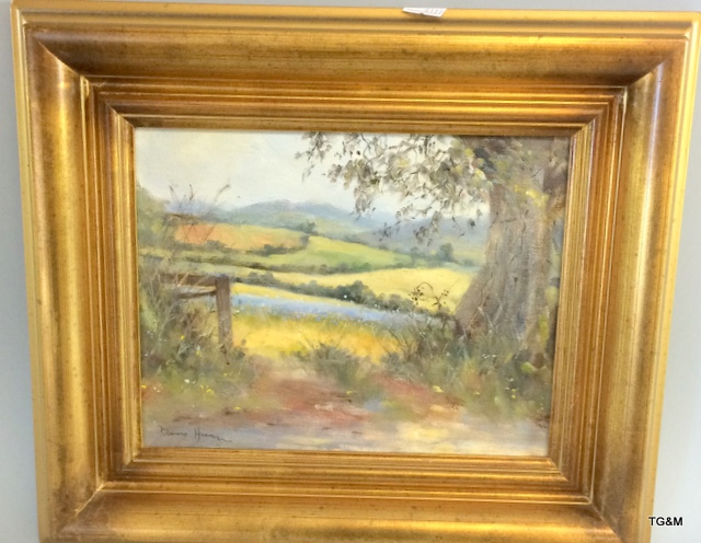 An oil on canvas of country scene Linseed by David Howell signed to the bottom corner