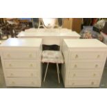 A 4 piece painted bedroom suite of furniture to include dressing mirror
