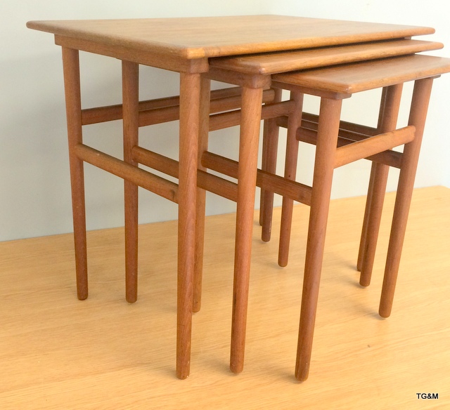 Set of Danish teak nest of tables with maker label 50 x 60 x 40cm - Image 2 of 7
