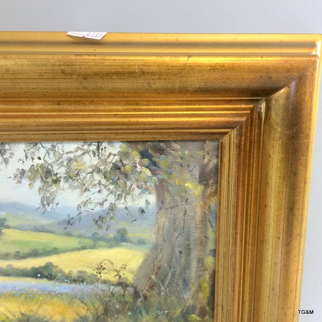 An oil on canvas of country scene Linseed by David Howell signed to the bottom corner - Image 4 of 5