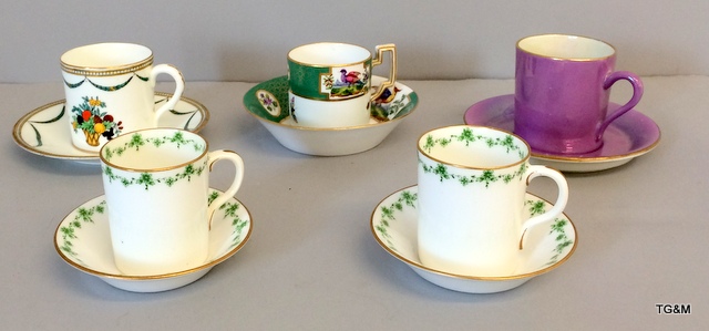 Collection of assorted coffee cans and saucers to include Royal Worcester Copeland and Carlton ware