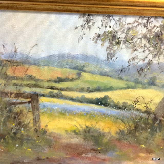 An oil on canvas of country scene Linseed by David Howell signed to the bottom corner - Image 3 of 5