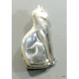 Large silver cat broach