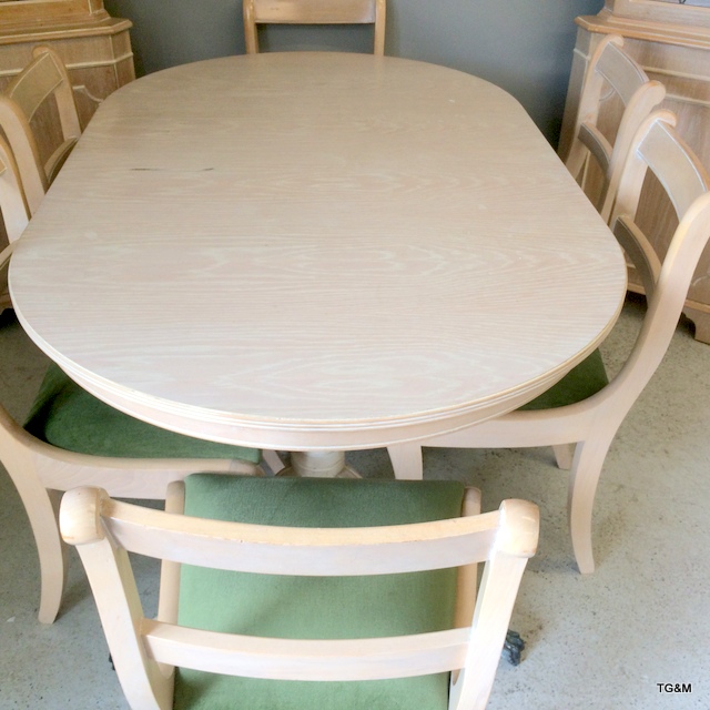 limed Oak dining room suite with 6 chairs and 2 corner units - Image 2 of 10