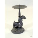 Bronze Pricket style candlestick with squirrel to the base