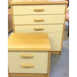 A chest of drawers and a 2 drawer bedside cupboard