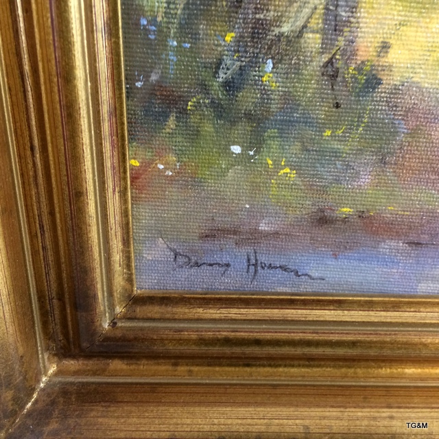 An oil on canvas of country scene Linseed by David Howell signed to the bottom corner - Image 2 of 5