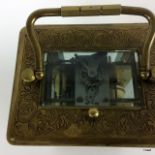 Striking repeating large size carriage alarm clock with brass case and handle in working order