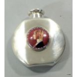A silver and pictorial enamel perfume bottle