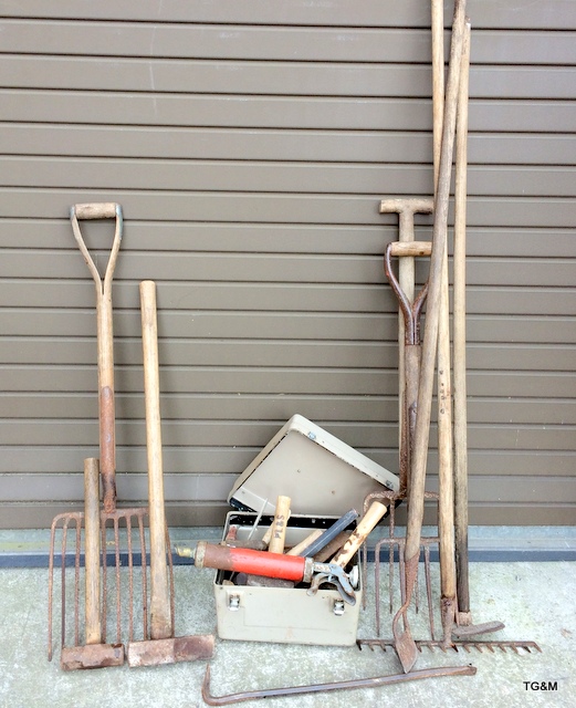 Miscellaneous tools to include BR ballast shovel, rail sledge hammer and BR small tools