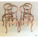 Set of 4 walnut Art Nouveau chairs for restoration