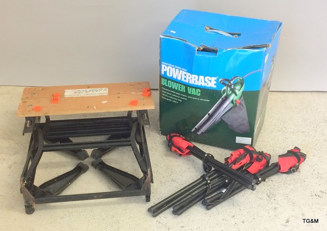 Power base leaf blower black and decker work mate and 4 garden collapsible chairs