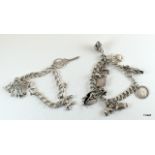 2 Silver Charm Bracelets With Charms