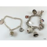 2 Silver Charm Bracelets With Charms