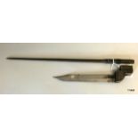 A French model 1936 MAS Rod Bayonet with a cruciform blade 43cms long overall and a British No.9