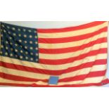 A WW2 United States of America 48 Star linen flag which is reputed to have been taken from Tarawa