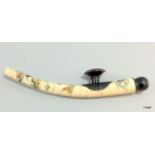 A Chinese decorated bone opium pipe